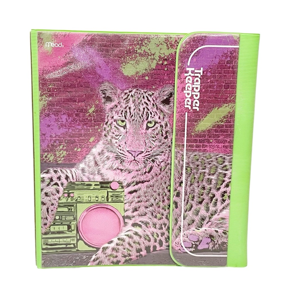 Mead  Trapper Keeper‎ Binder Retro Vintage Style Cheetah/Leopard Boombox 80-90’s